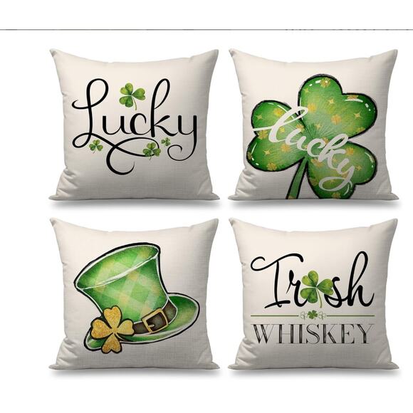 4 pc set Throw Pillow Covers 18x18 Polyester St. Patricks Day - Picture 1 of 7